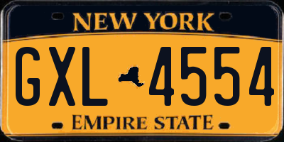 NY license plate GXL4554