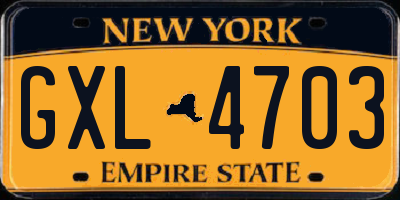 NY license plate GXL4703