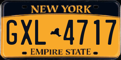 NY license plate GXL4717