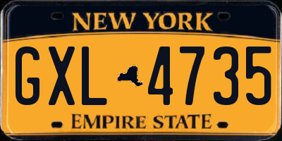 NY license plate GXL4735