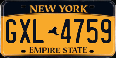 NY license plate GXL4759