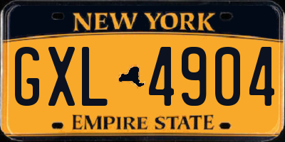 NY license plate GXL4904
