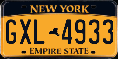 NY license plate GXL4933