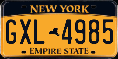 NY license plate GXL4985