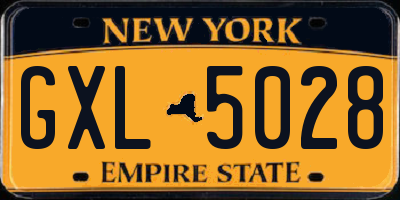 NY license plate GXL5028
