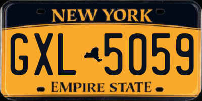 NY license plate GXL5059