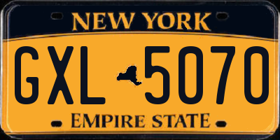 NY license plate GXL5070