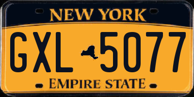 NY license plate GXL5077