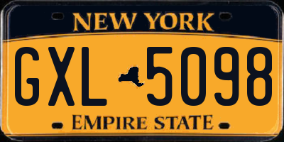 NY license plate GXL5098