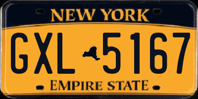 NY license plate GXL5167