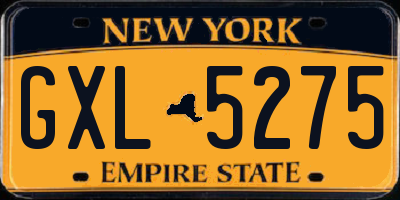 NY license plate GXL5275