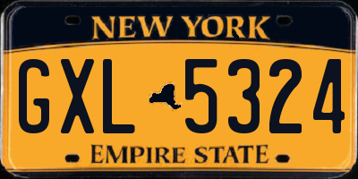 NY license plate GXL5324