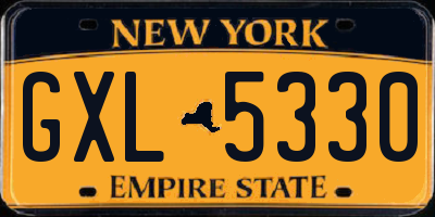 NY license plate GXL5330