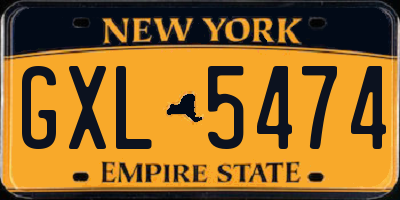 NY license plate GXL5474