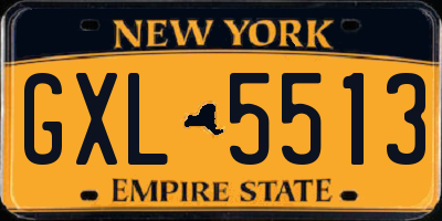 NY license plate GXL5513