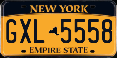 NY license plate GXL5558