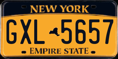 NY license plate GXL5657