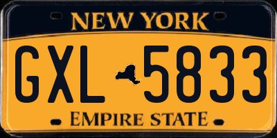 NY license plate GXL5833