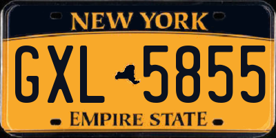 NY license plate GXL5855