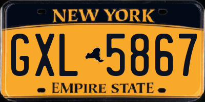 NY license plate GXL5867