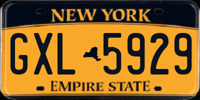 NY license plate GXL5929