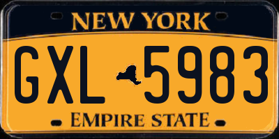 NY license plate GXL5983