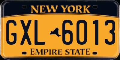 NY license plate GXL6013