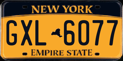 NY license plate GXL6077
