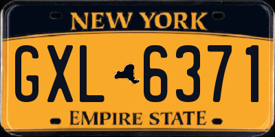 NY license plate GXL6371