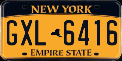 NY license plate GXL6416