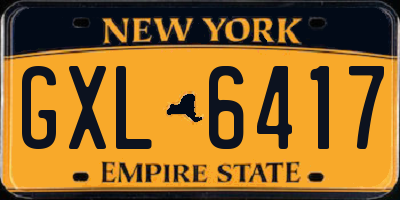 NY license plate GXL6417