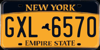 NY license plate GXL6570