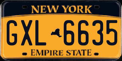 NY license plate GXL6635