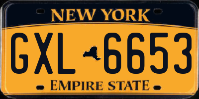 NY license plate GXL6653