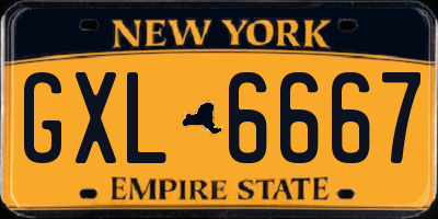 NY license plate GXL6667