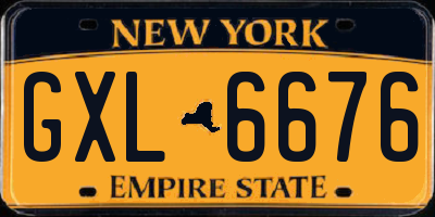 NY license plate GXL6676
