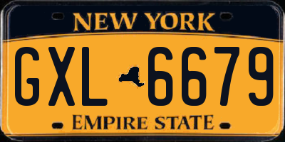 NY license plate GXL6679