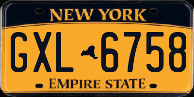 NY license plate GXL6758