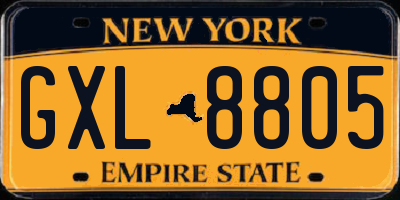 NY license plate GXL8805