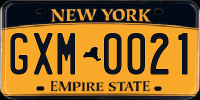 NY license plate GXM0021