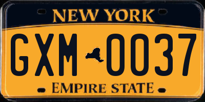 NY license plate GXM0037