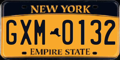 NY license plate GXM0132