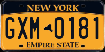 NY license plate GXM0181