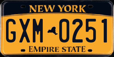 NY license plate GXM0251