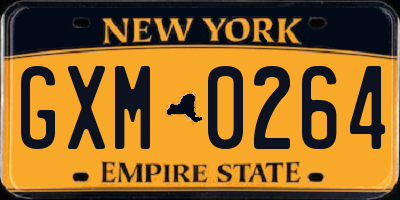NY license plate GXM0264