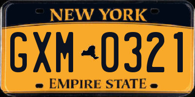 NY license plate GXM0321