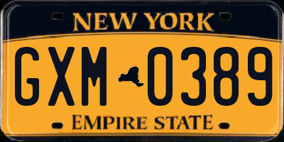 NY license plate GXM0389