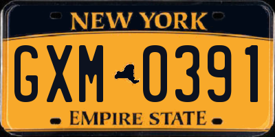 NY license plate GXM0391