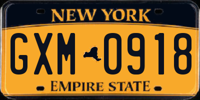 NY license plate GXM0918