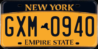 NY license plate GXM0940